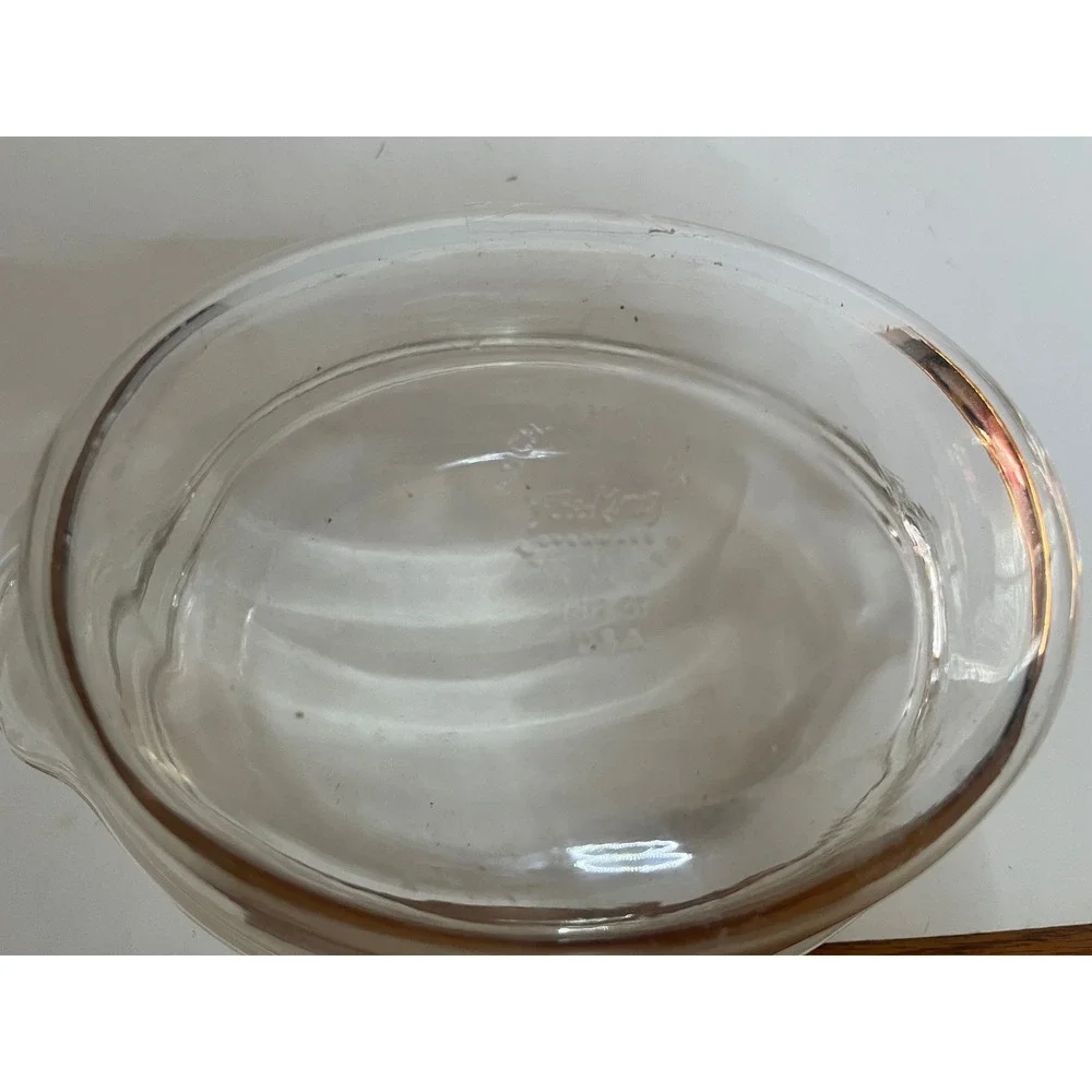 Vintage Fire-King Clear Glass Oval Casserole Dish with Lid 1.5 QT Made in USA